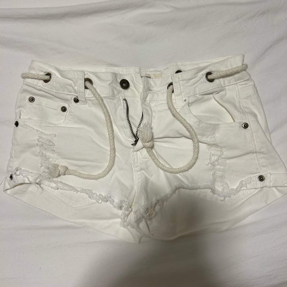 Ocean Drive White Jean Shorts